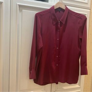 Eileen Fisher, burgundy silk blouse.